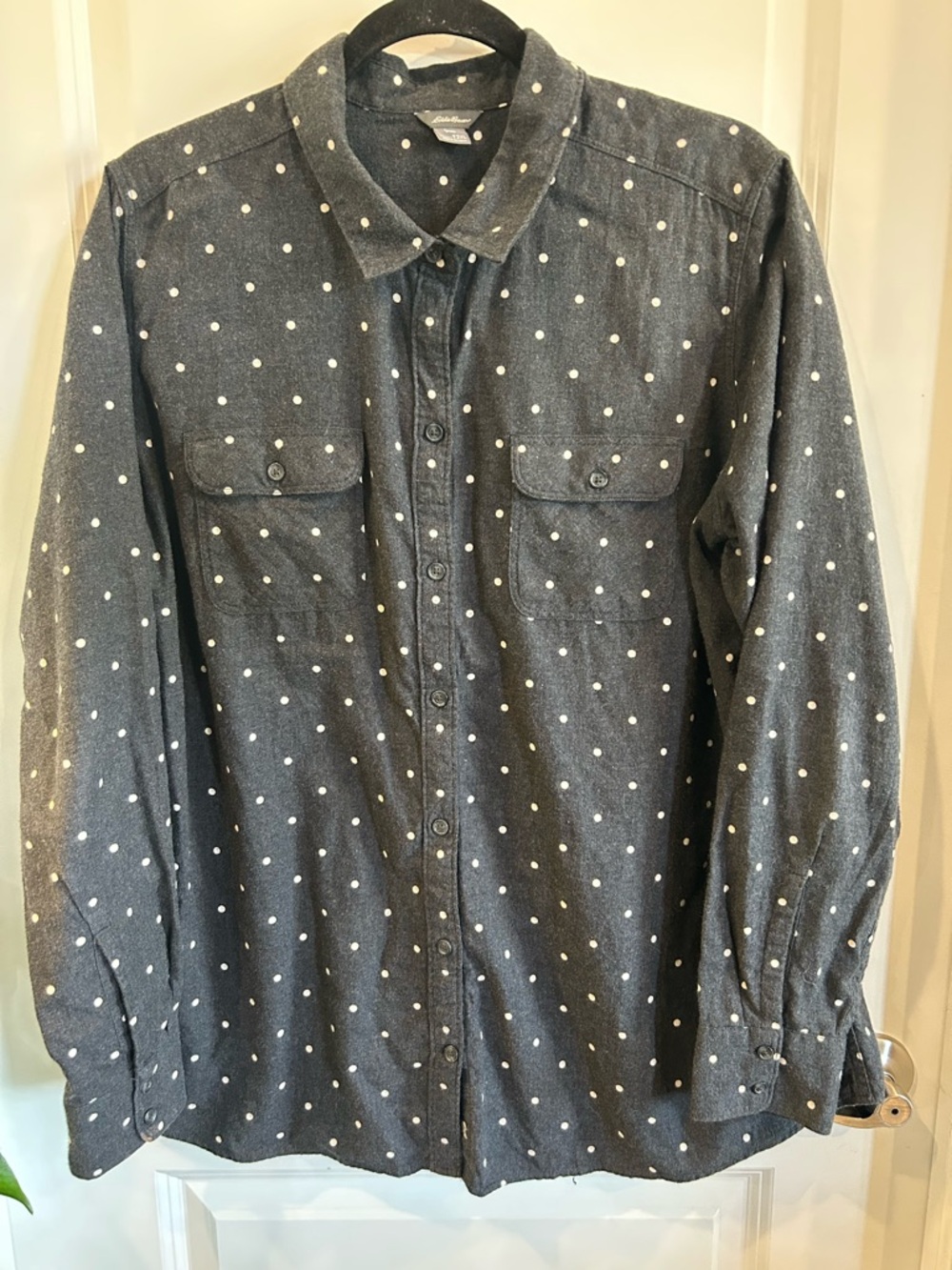 Eddie‎ Bauer Charcoal Polka Dot Cotton Button-Down ShirtSiE T2XL